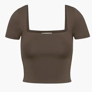 Aritzia Babaton Original Contour SquareNeck Top in Brown